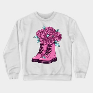 Rock style boots and roses Crewneck Sweatshirt